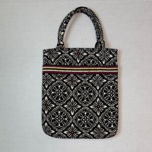 VERA BRADLEY Vintage Mini Tote Black Cream Floral Pattern Never Used 100% Cotton